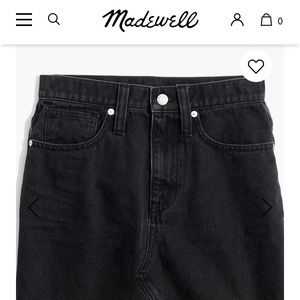 Madewell distressed black denim mini skirt